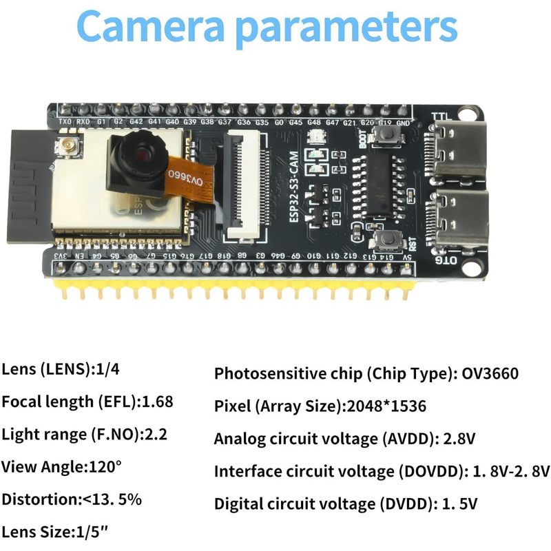 Placa ESP32-S3-CAM con cámara  - Esp32 Uart Module reseña y precio